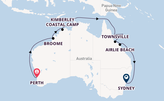 Australië vanaf Perth, Australië met de Grand Princess