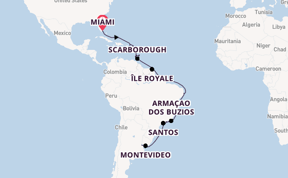 South America from Miami, Florida, USA with the Azamara Journey