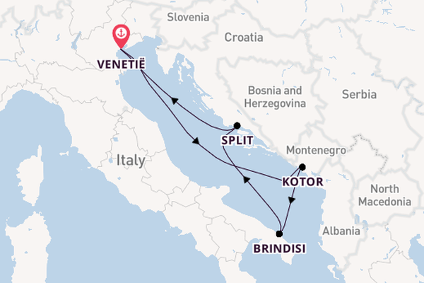 Middellandse Zee vanaf Venetië, Italië met de MSC Armonia