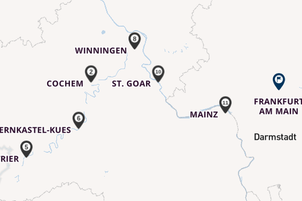 Moezel vanaf Wiesbaden, Duitsland met de Andrea