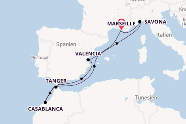 10-tägige Kreuzfahrt bis Marseille