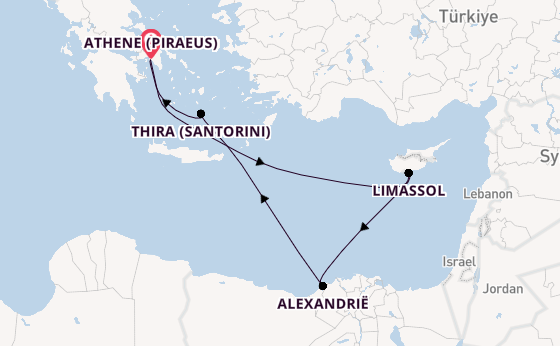 Oostelijke Middellandse Zee vanaf Athene (Piraeus), Griekenland met de Rhapsody of the Seas