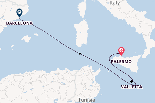 Western Mediterranean from Palermo, Sicily, Italy with the MSC Magnifica