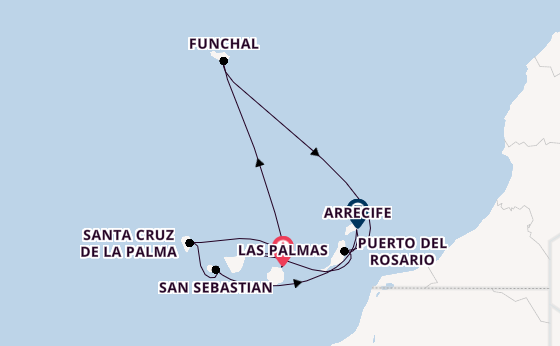 Canarische Eilanden vanaf Las Palmas, Gran Canaria, Spanje met AIDAstella