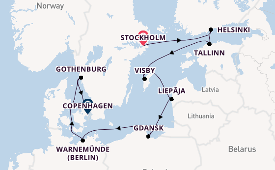 Baltic Sea from Stockholm, Sweden with the Seven Seas Voyager