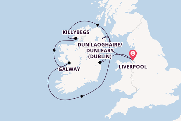 British Isles from Liverpool, England with the Bolette