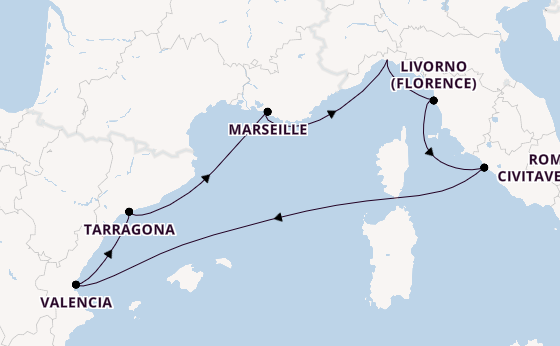 Western Mediterranean from Genoa, Italy with the MSC Lirica