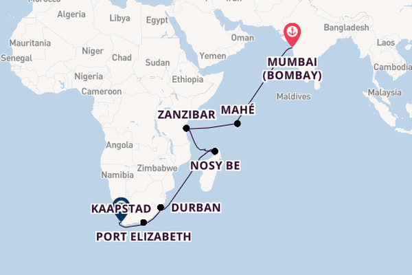 Afrika vanaf Mumbai (Bombay), India met de Seven Seas Navigator