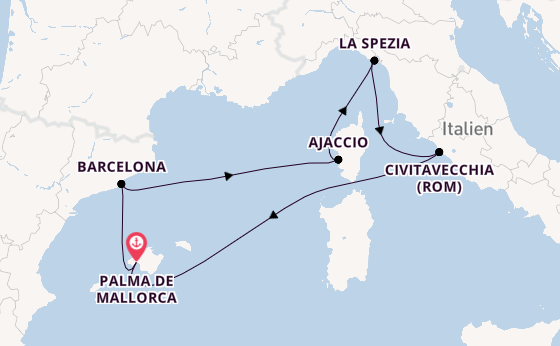 Westliches Mittelmeer ab Palma de Mallorca, Spanien auf der Mein Schiff Flow