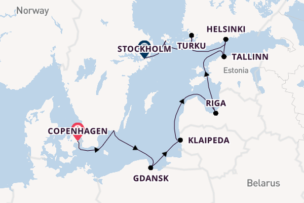 Baltic Sea from Copenhagen, Denmark with the Azamara Journey