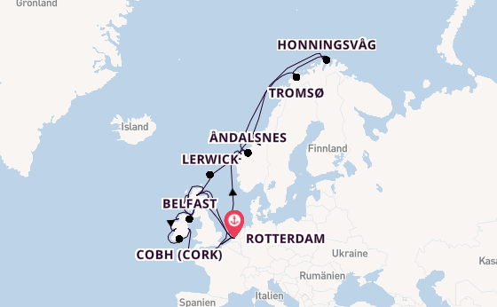 Britische Inseln ab Rotterdam, Niederlande auf der Nieuw Statendam