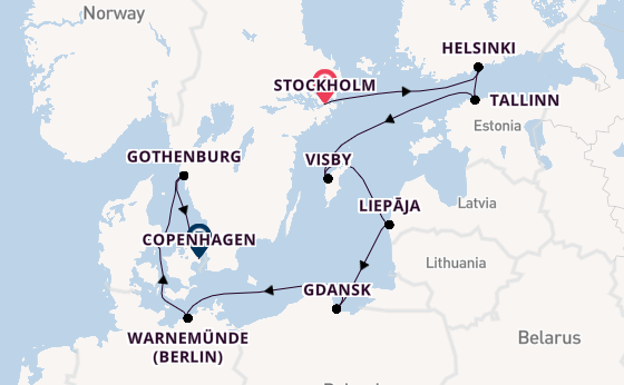 Baltic Sea from Stockholm, Sweden with the Seven Seas Voyager