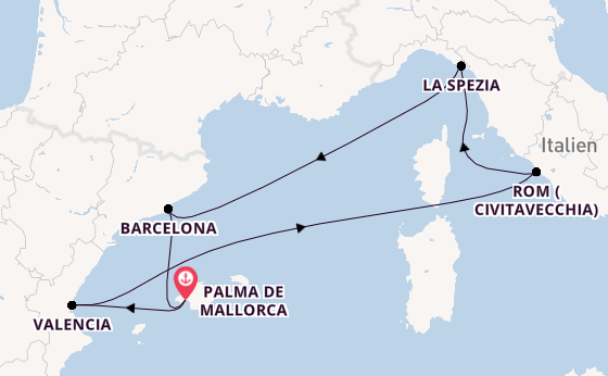 Westliches Mittelmeer ab Palma de Mallorca, Spanien auf der Mein Schiff 4