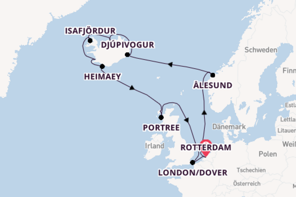 Arktis ab Rotterdam auf der Nieuw Statendam