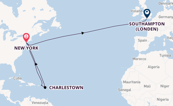 trans-Atlantisch vanaf New York, Verenigde Staten met de Queen Mary 2