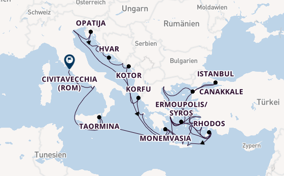 Östliches Mittelmeer ab Piräus (Athen), Griechenland auf der Azamara Onward