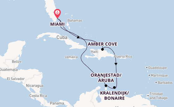 Caribbean from Miami, Florida, USA with the Carnival Venezia