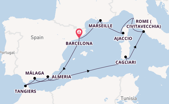 Western Mediterranean from Barcelona, Spain with the Oosterdam
