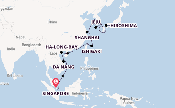 Oost-Azië vanaf Singapore, Singapore met AIDAstella