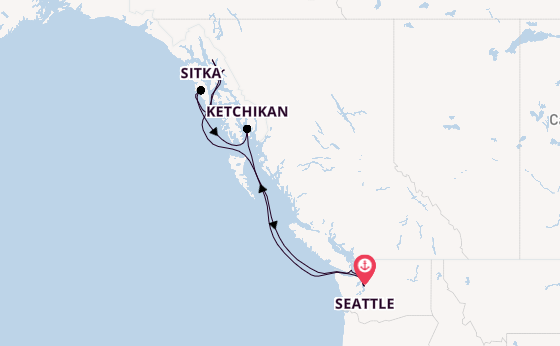 Alaska vanaf Seattle, Verenigde Staten met de Eurodam