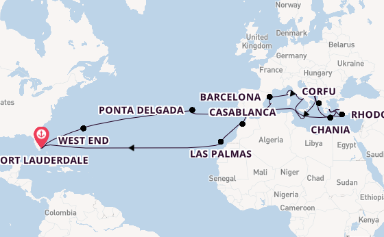 trans-Atlantisch vanaf Fort Lauderdale, Verenigde Staten met de Island Princess