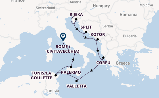 Mediterranean from Trieste, Italy with the Allura