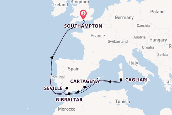 Western Mediterranean from Southampton, England with the Ventura