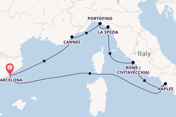 Western Mediterranean from Barcelona, Spain with the Celebrity Ascent