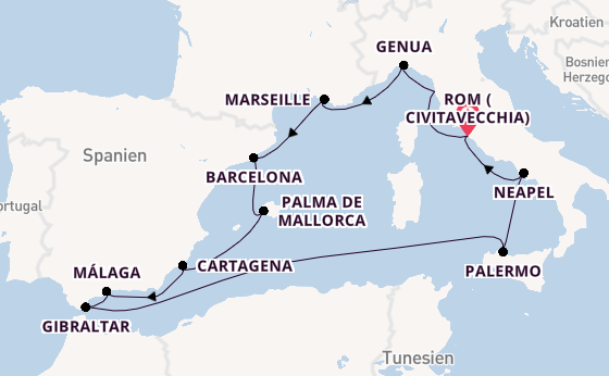 Westliches Mittelmeer ab Civitavecchia (Rom), Italien auf der Enchanted Princess