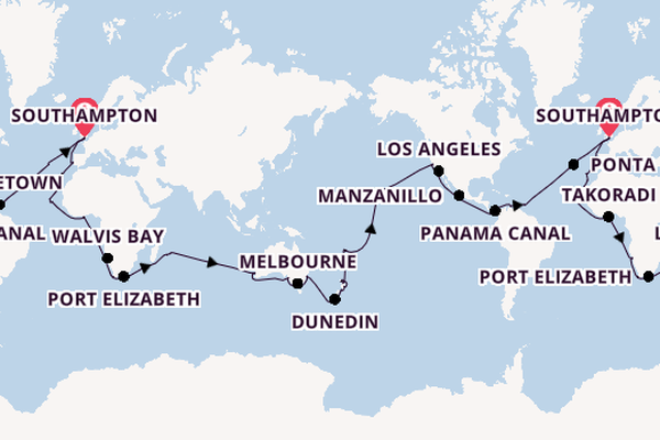 World Cruise from Southampton, England with the Arcadia
