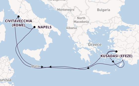 Middellandse Zee vanaf Marmaris, Turkije met de MSC Divina