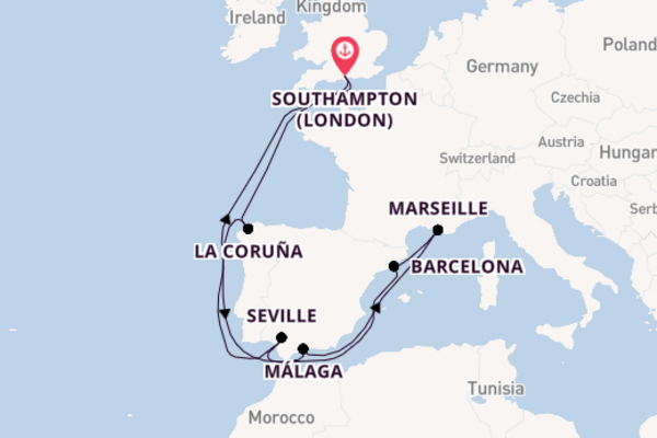 Western Mediterranean from Southampton (London), England, United Kingdom with the Arvia