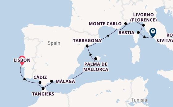 Western Mediterranean from Lisbon, Portugal with the Seven Seas Splendor
