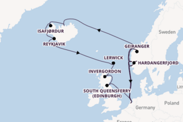 Vaar naar het avontuurlijke IJsland, Noorwegen en Schotland