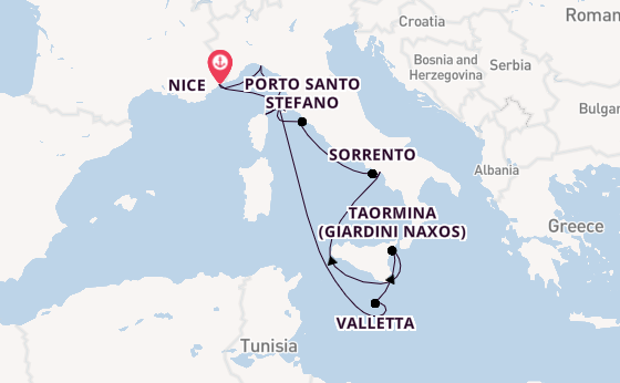 Western Mediterranean from Nice, France with the Silver Shadow