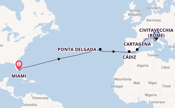 trans-Atlantisch vanaf Miami, Verenigde Staten met de Marina
