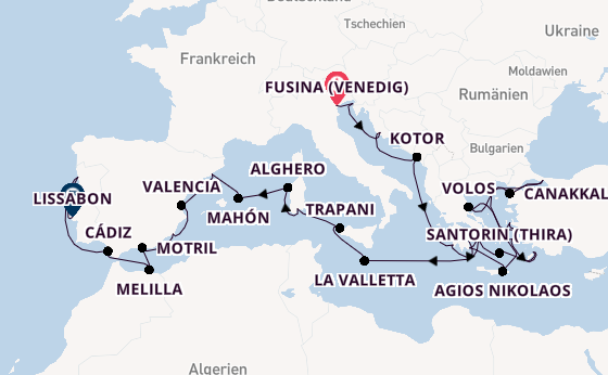 Mittelmeer ab Fusina (Venedig) auf der Seabourn Ovation