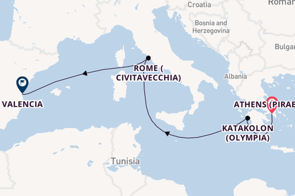Mediterranean Sea from Athens (Piraeus), Greece with the MSC Sinfonia